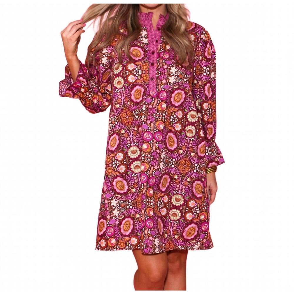 NEW IVY JANE back tie long sleeve dress in plum